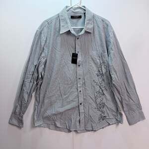 New Axis LA Men's Long Sleeve Striped Button-Down Shirt with Embroidered Detail